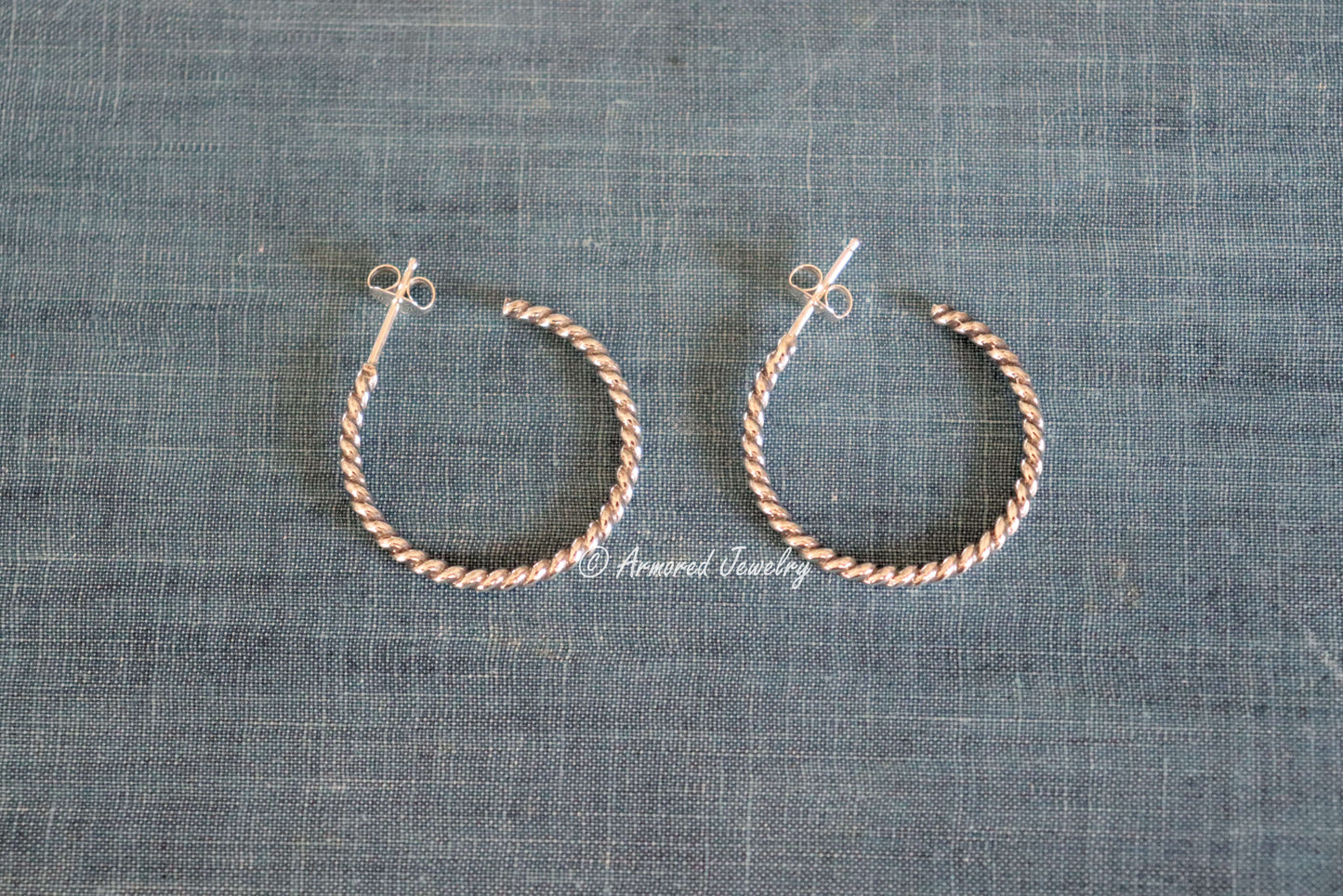 Sterling Silver Rope Hoop Earrings
