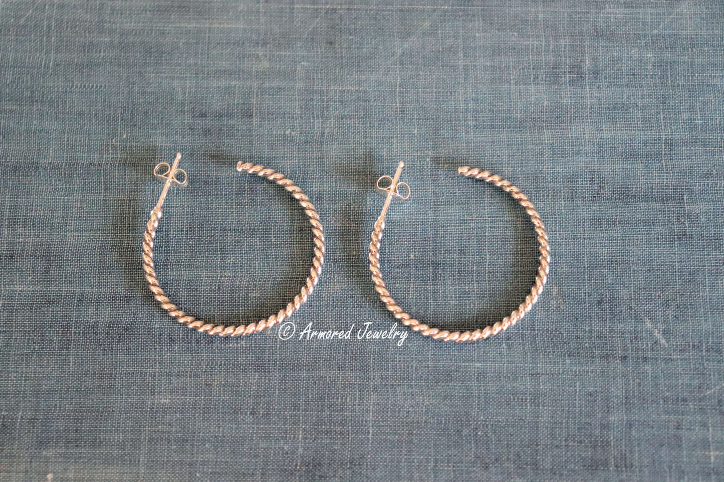Sterling Silver Rope Hoop Earrings