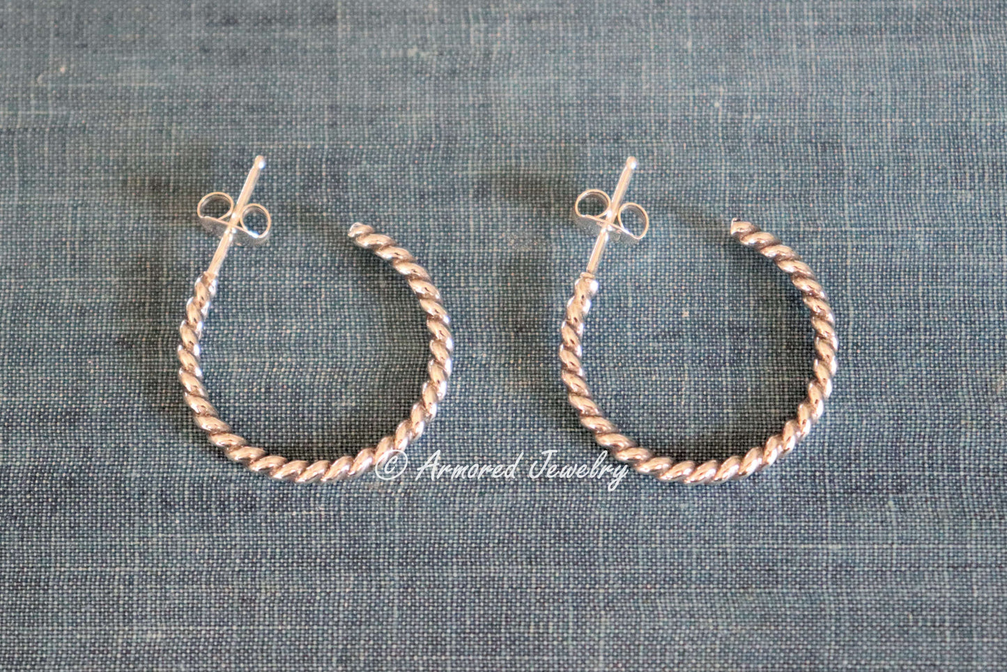 Sterling Silver Rope Hoop Earrings