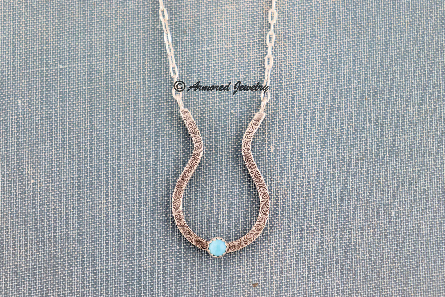 Sterling Silver Filigree Turquoise Ring Holder Necklace