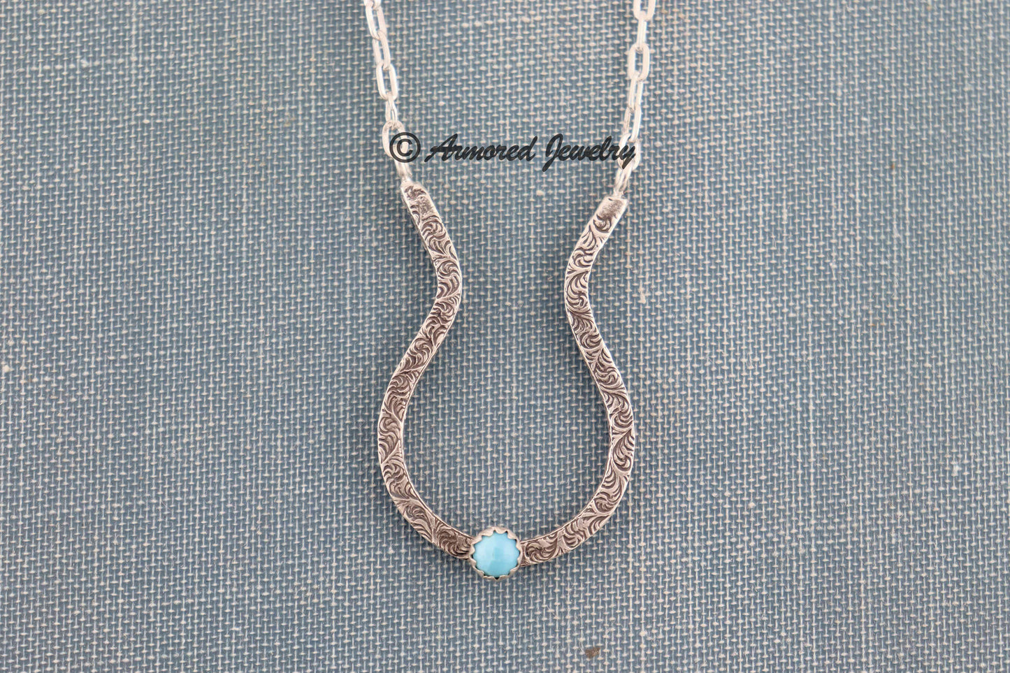 Sterling Silver Filigree Turquoise Ring Holder Necklace