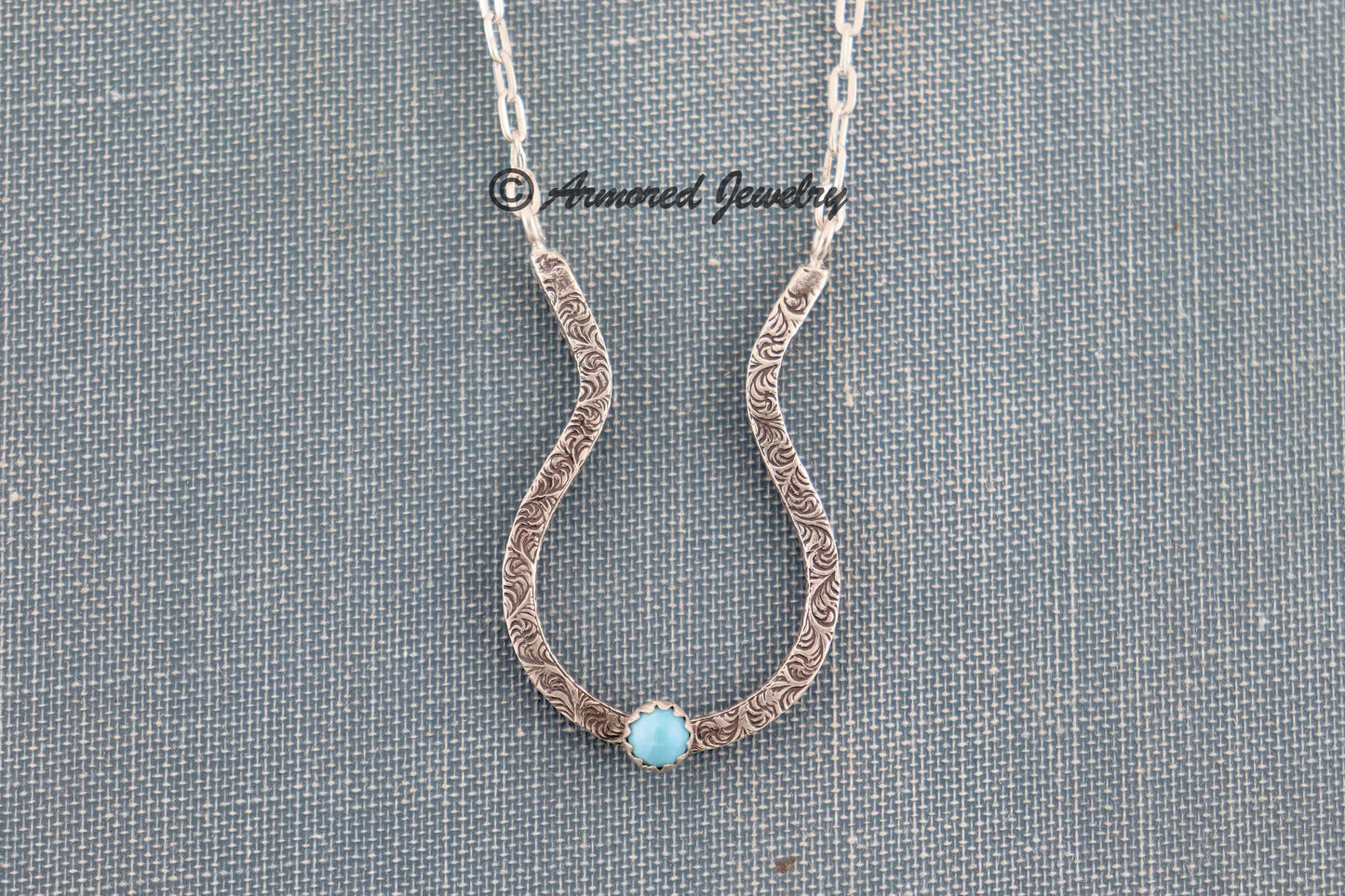 Sterling Silver Filigree Turquoise Ring Holder Necklace
