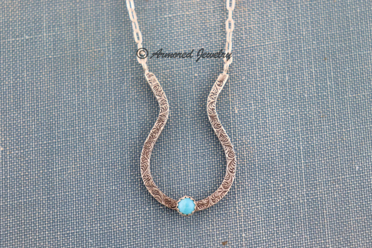 Sterling Silver Filigree Turquoise Ring Holder Necklace
