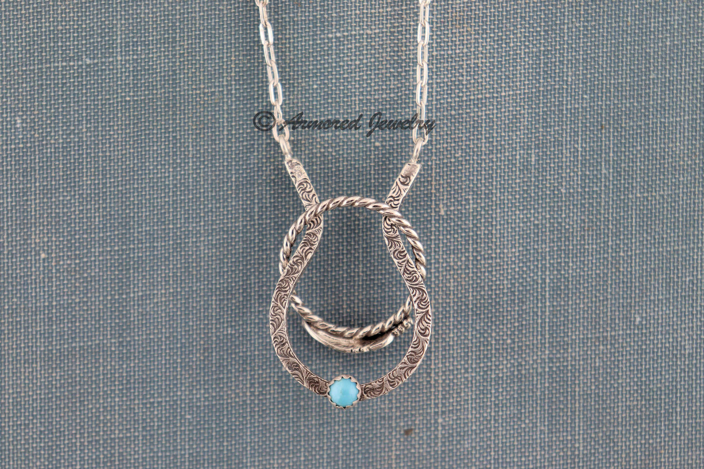 Sterling Silver Filigree Turquoise Ring Holder Necklace