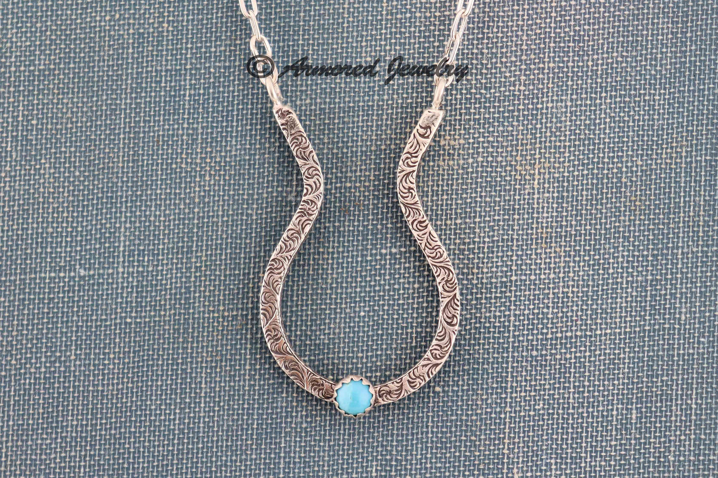 Sterling Silver Filigree Turquoise Ring Holder Necklace