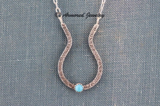 Sterling Silver Filigree Turquoise Ring Holder Necklace