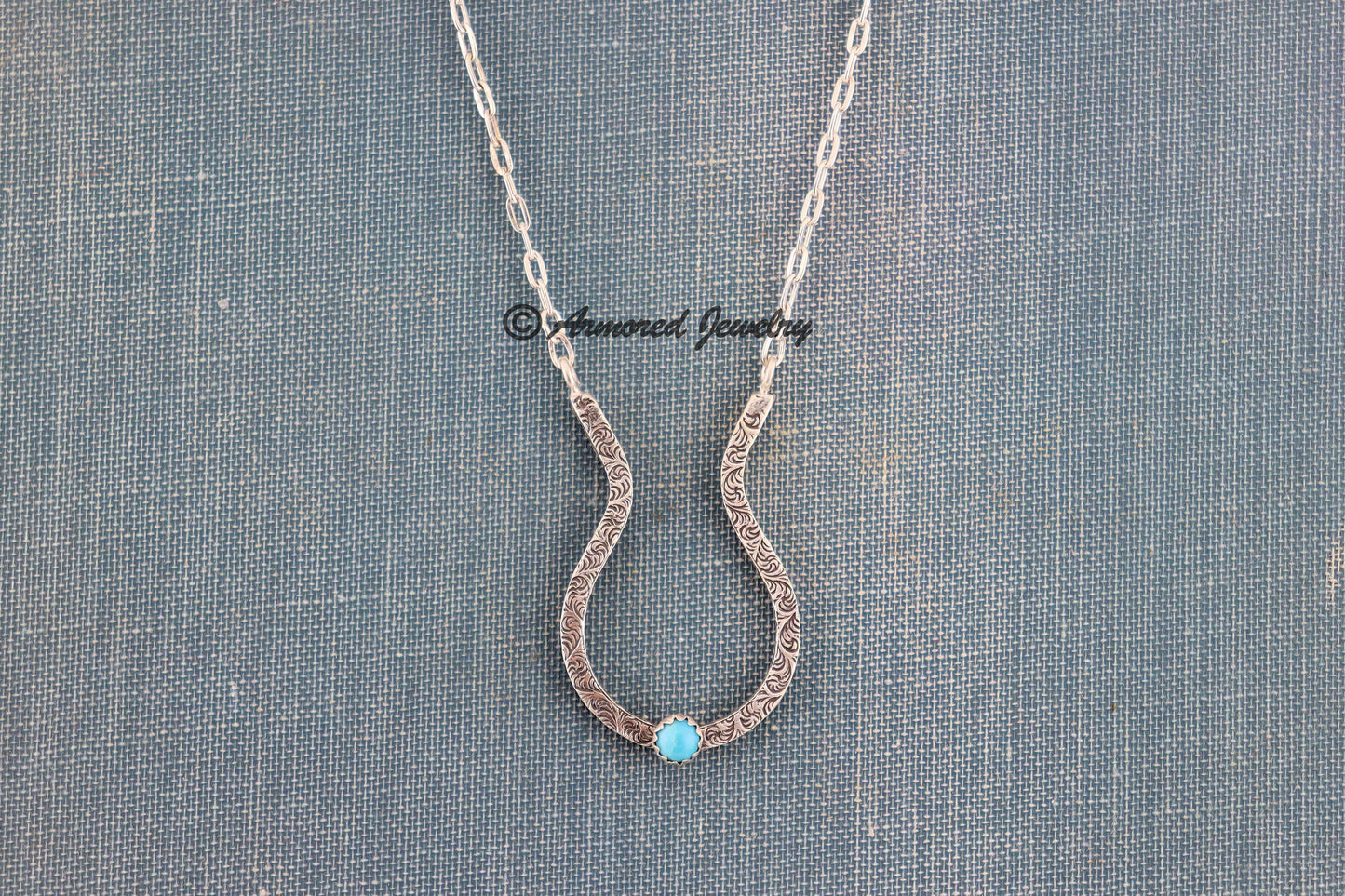 Sterling Silver Filigree Turquoise Ring Holder Necklace