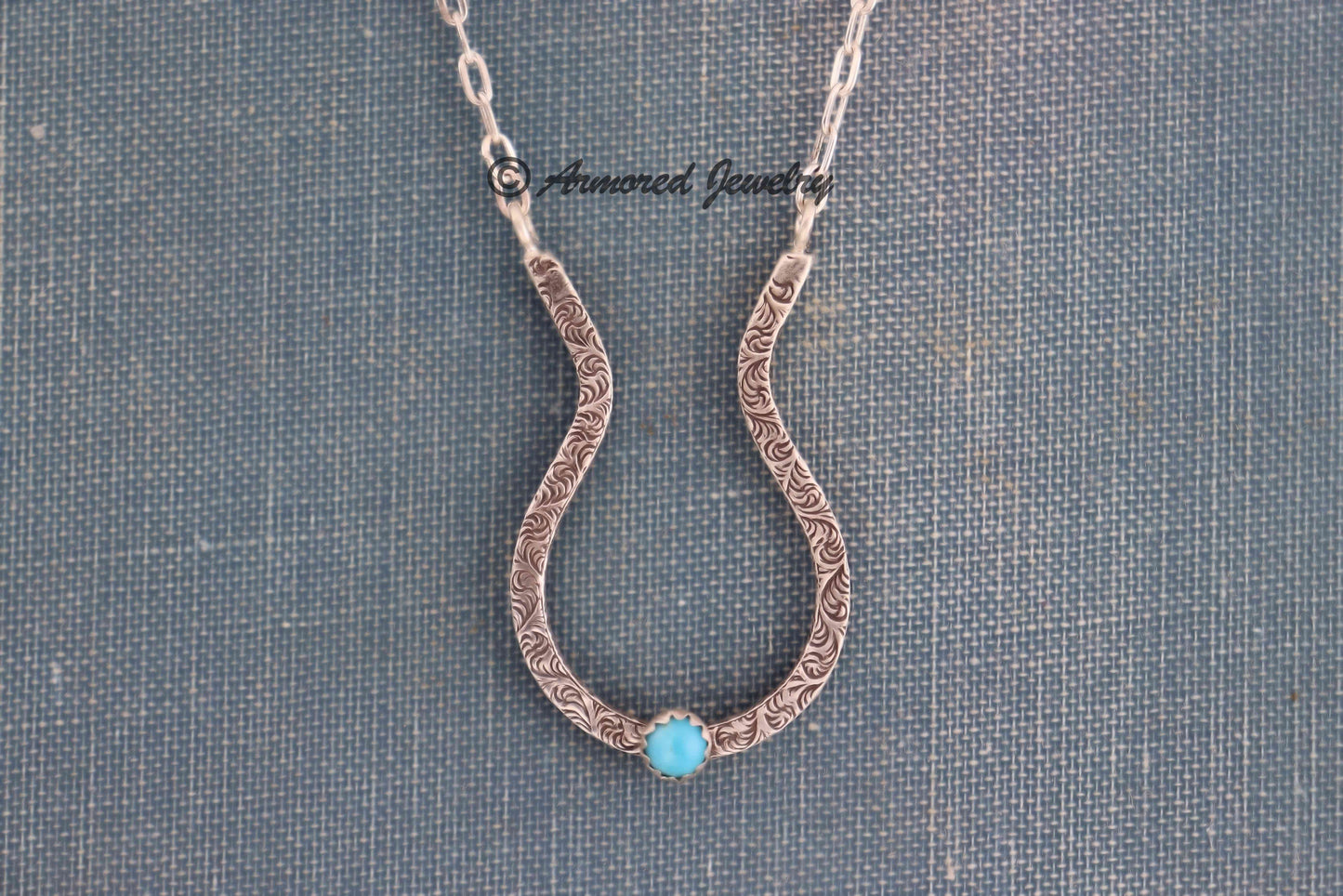 Sterling Silver Filigree Turquoise Ring Holder Necklace