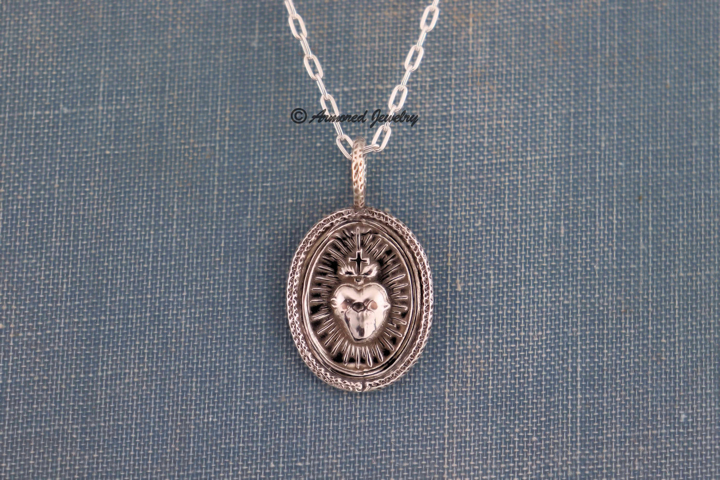 Sterling Silver Sacred Heart Pendant Necklace