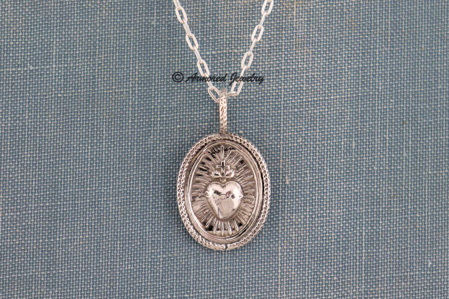 Sterling Silver Sacred Heart Pendant Necklace