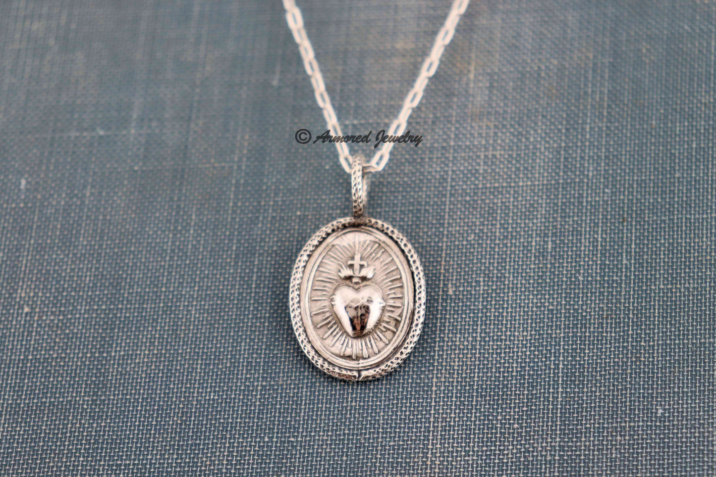 Sterling Silver Sacred Heart Pendant Necklace