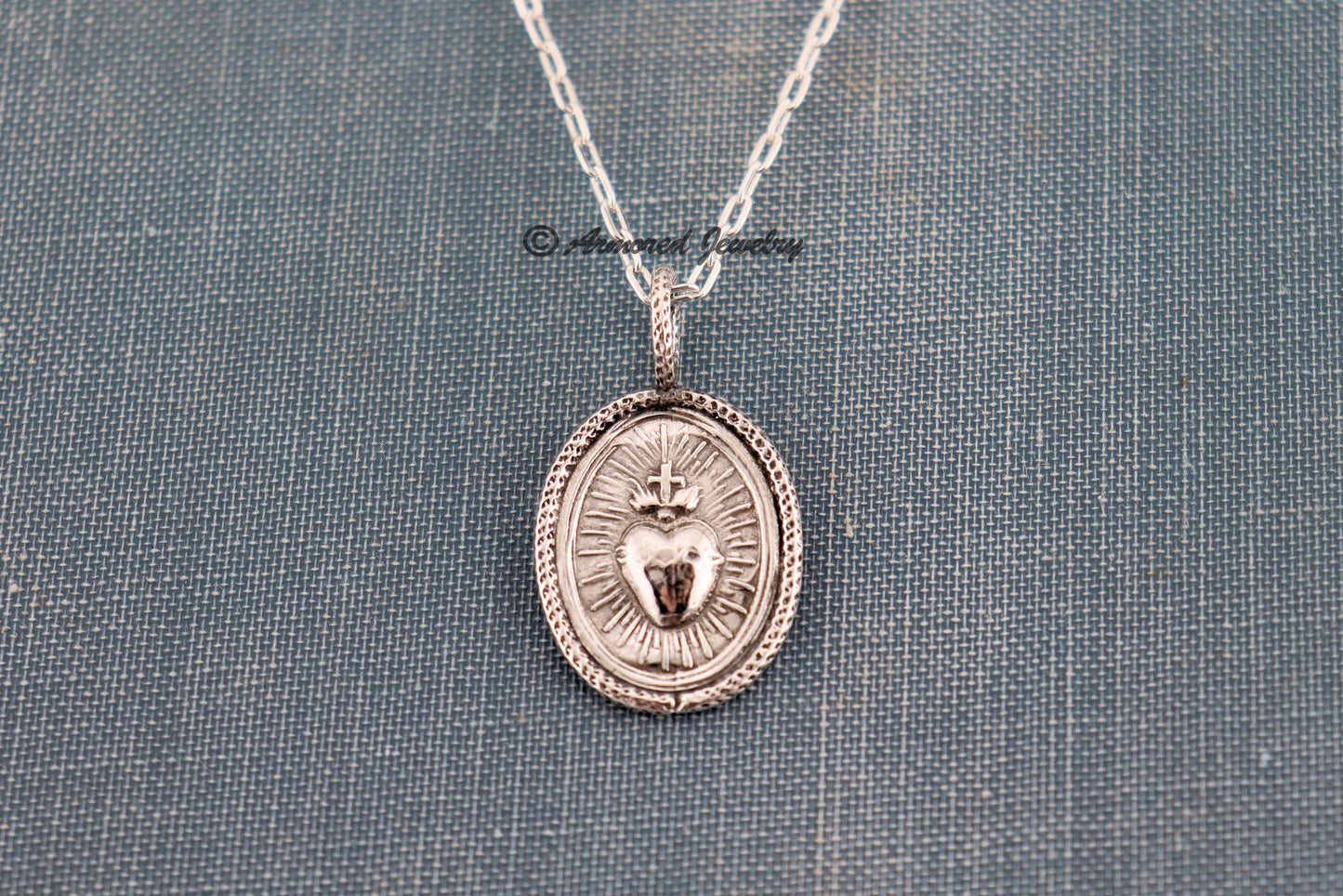 Sterling Silver Sacred Heart Pendant Necklace