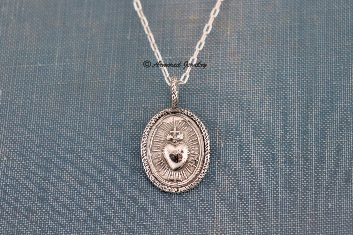 Sterling Silver Sacred Heart Pendant Necklace