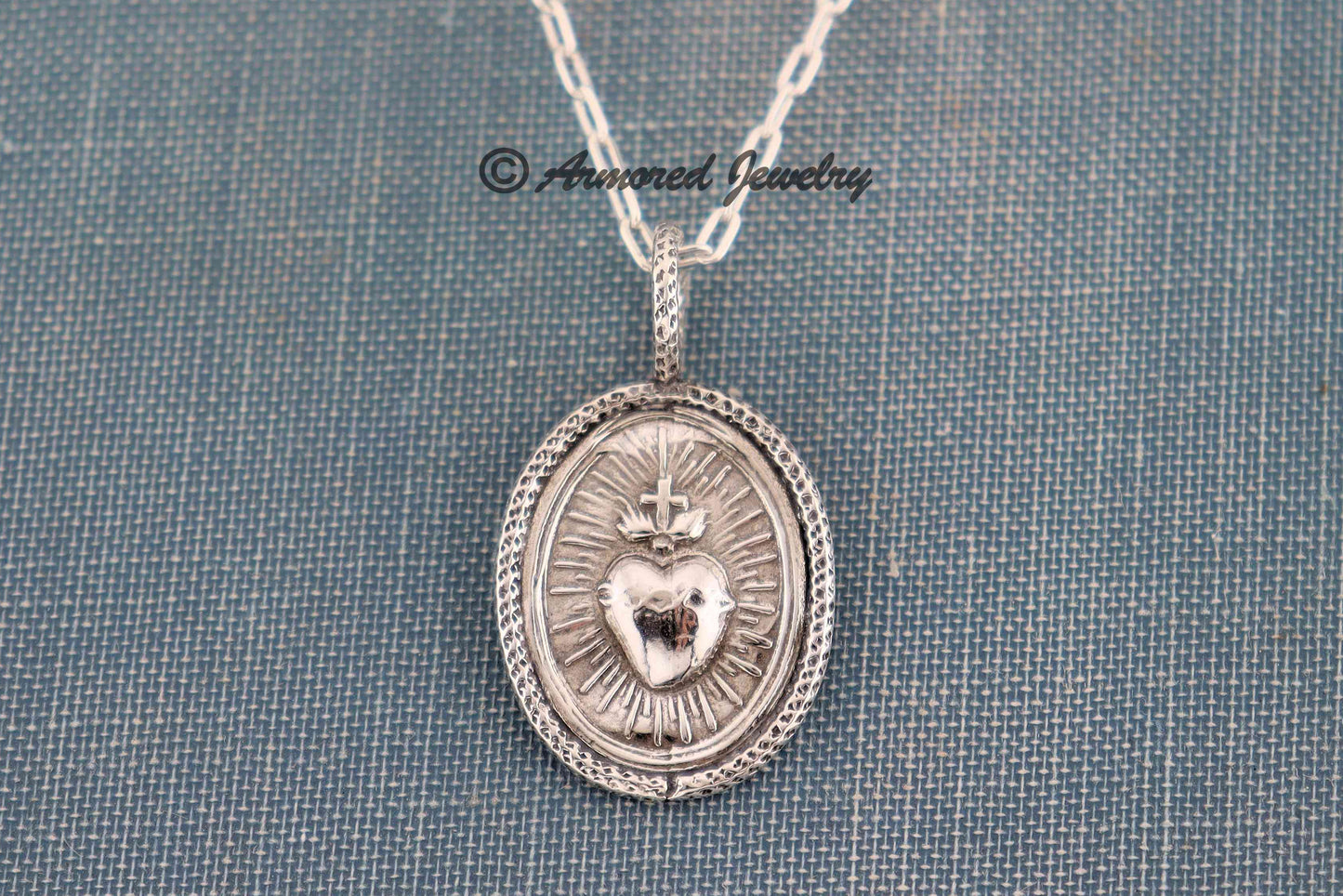 Sterling Silver Sacred Heart Pendant Necklace