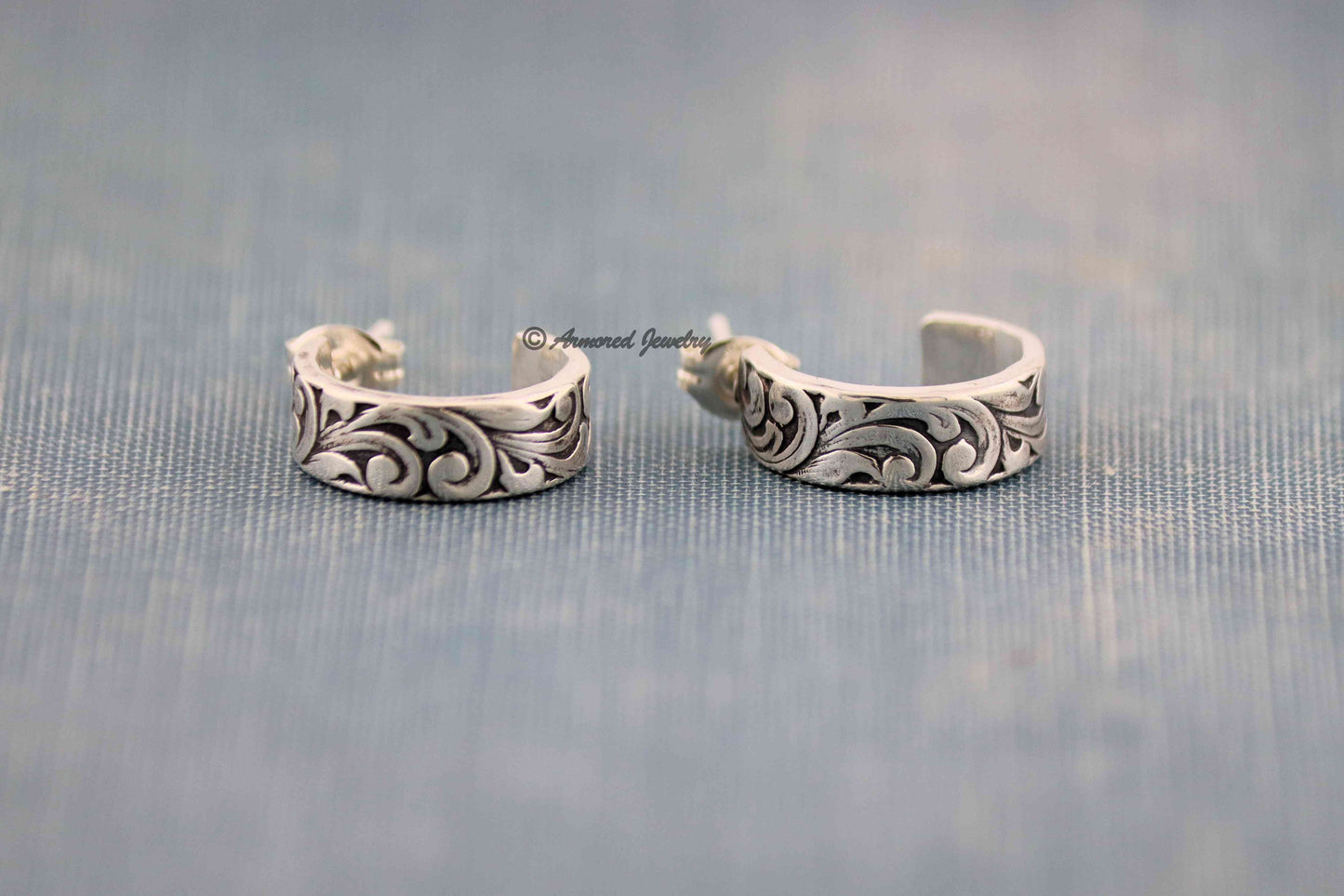 Sterling Silver MINI Engraved Hoop Earrings