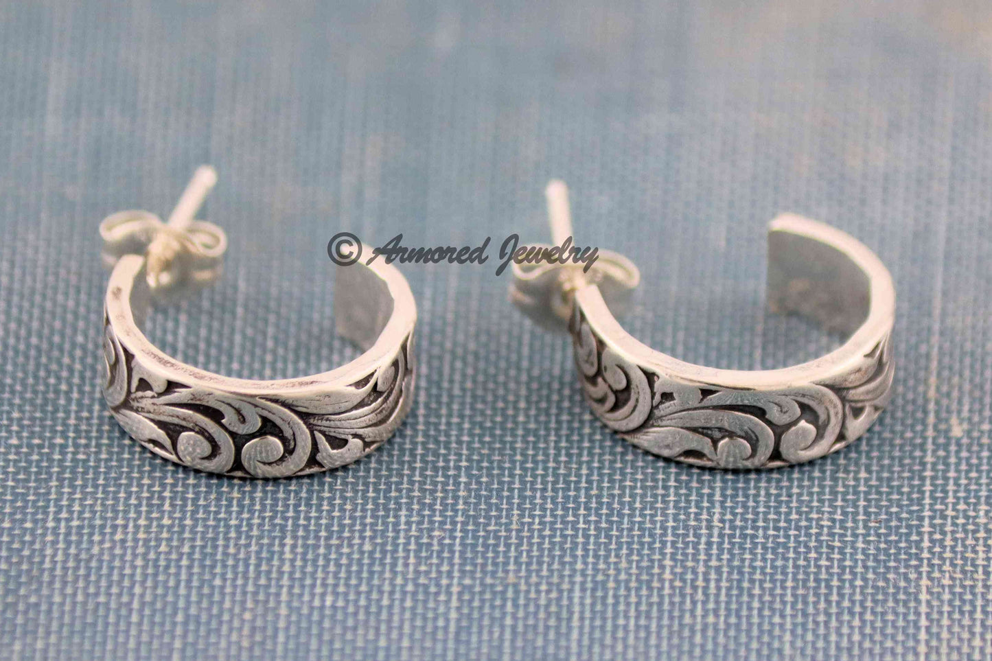 Sterling Silver MINI Engraved Hoop Earrings