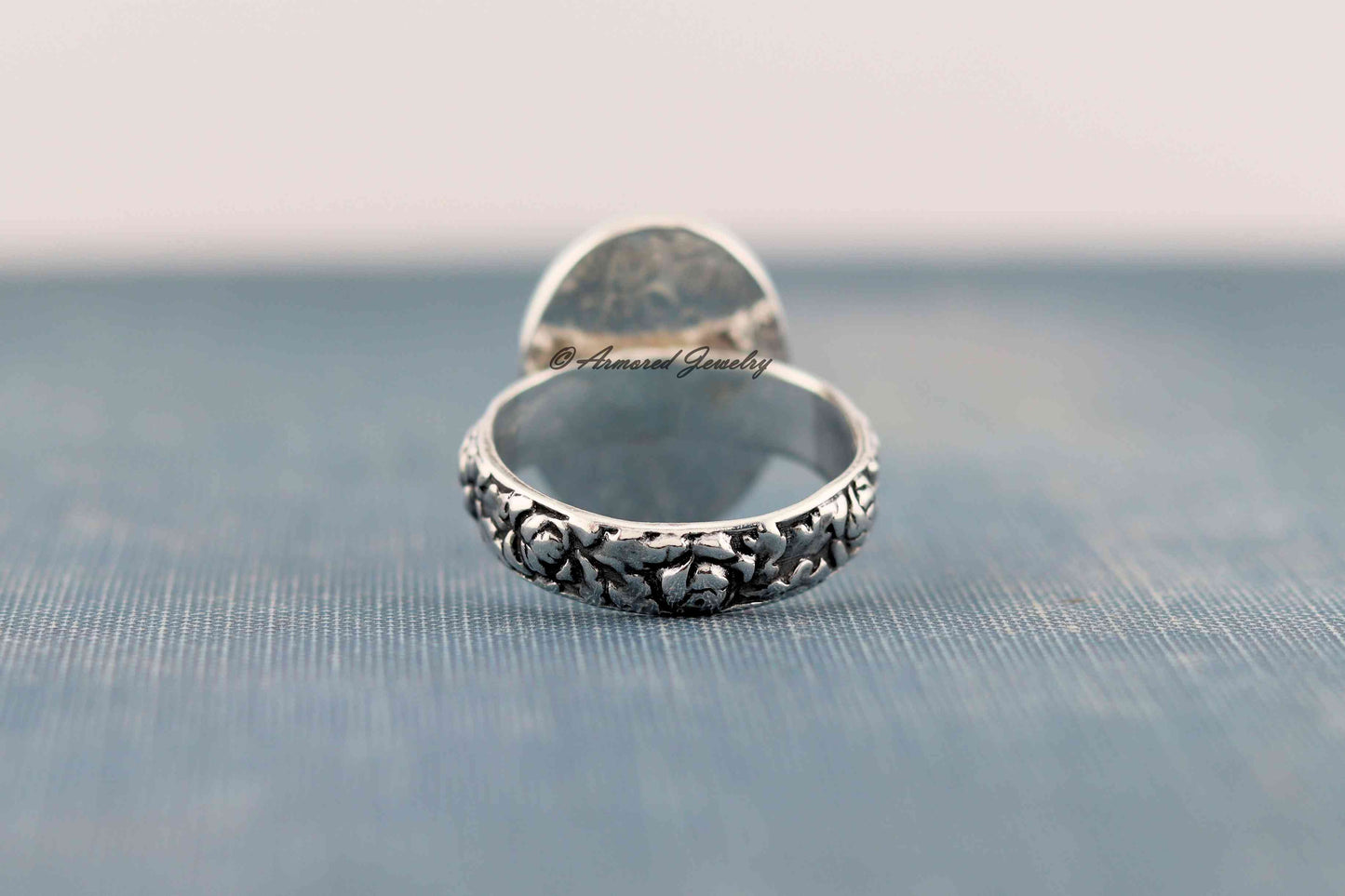 Sterling Silver Sacred Heart Rose Ring