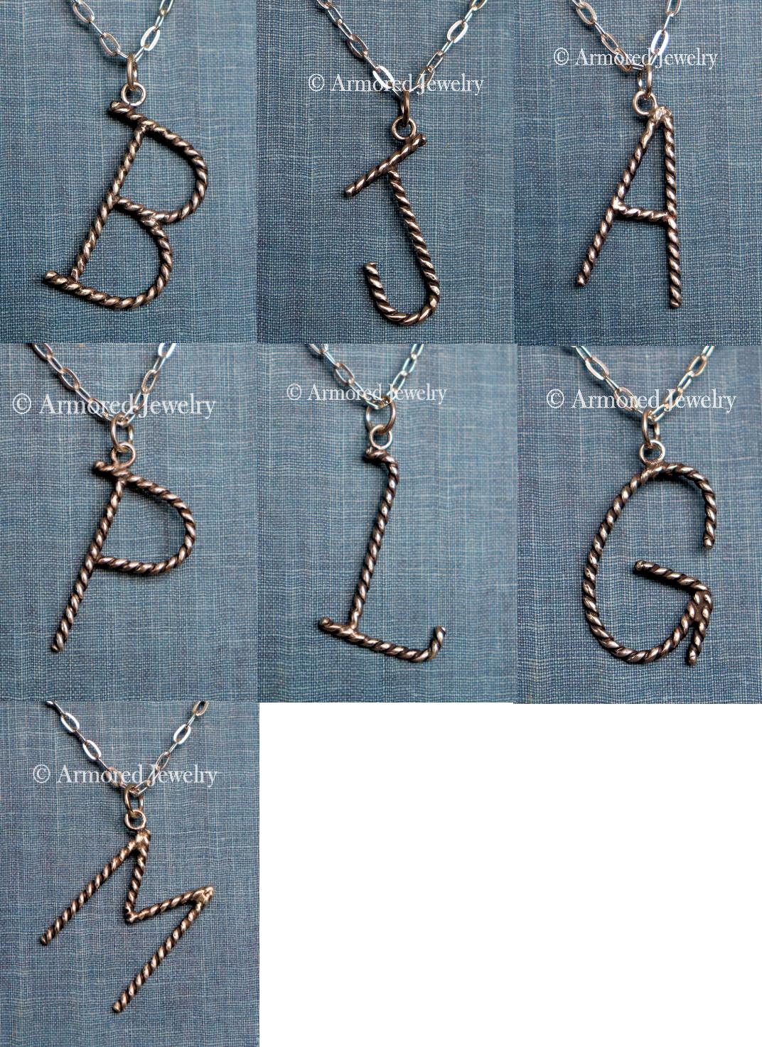 Sterling Silver Ranch Cattle Brand Initial Charm Neckace
