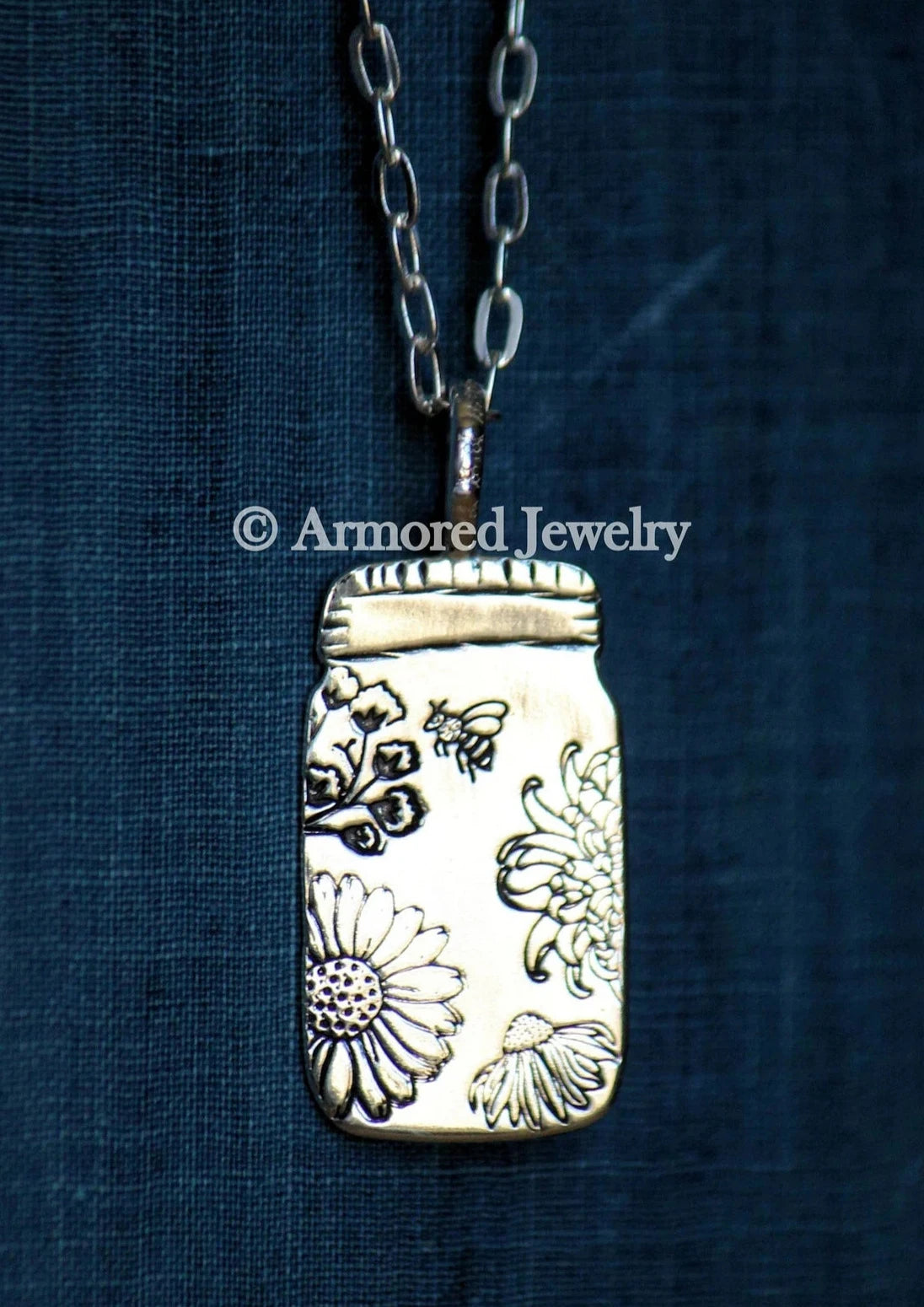 Sterling silver mason jar pendant necklace