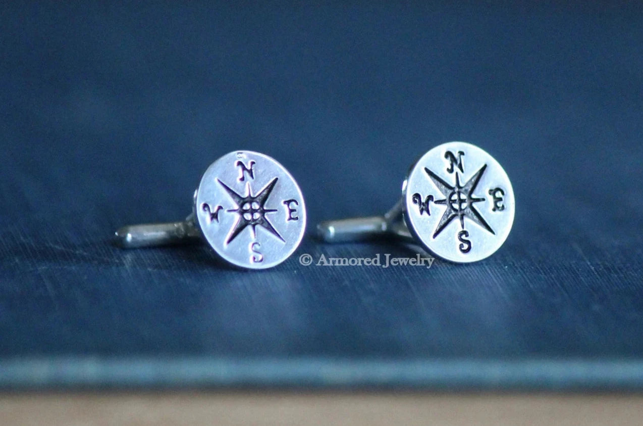 Sterling Silver Compass Cuff Links