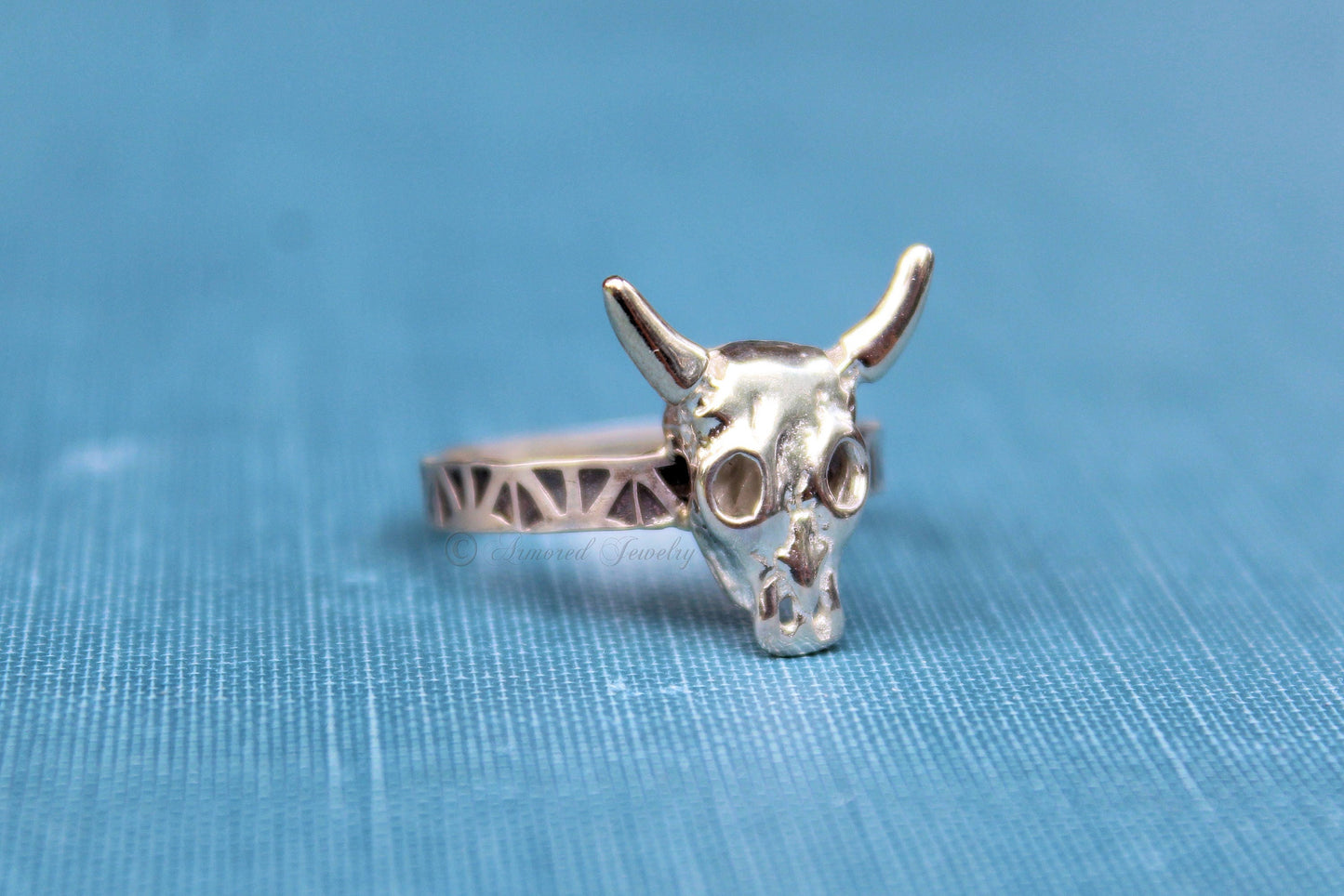 Sterling Silver Steer Head Skull Longhorn Ring