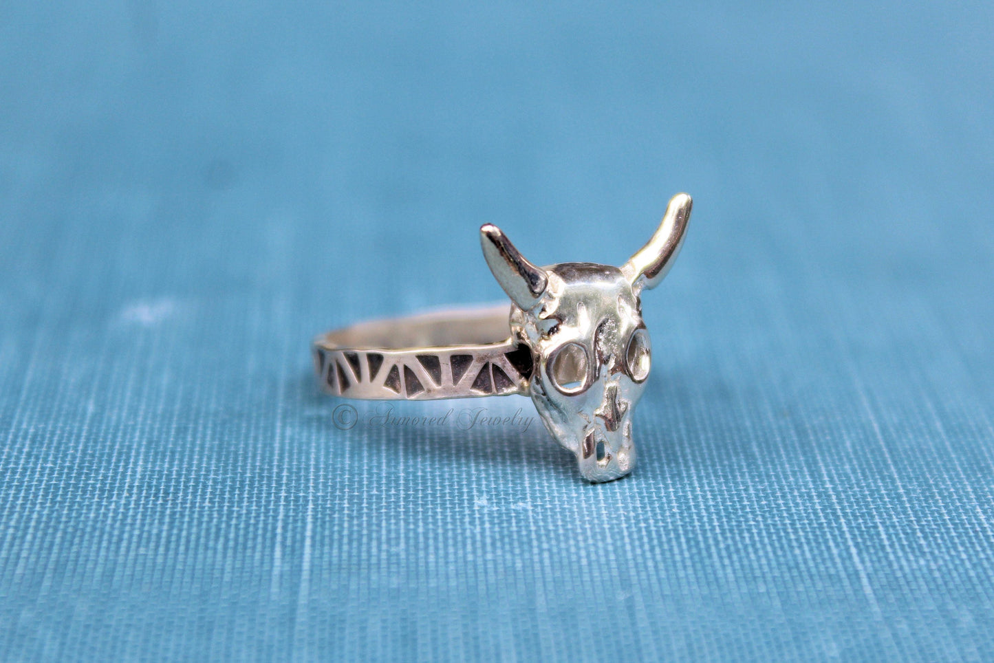 Sterling Silver Steer Head Skull Longhorn Ring