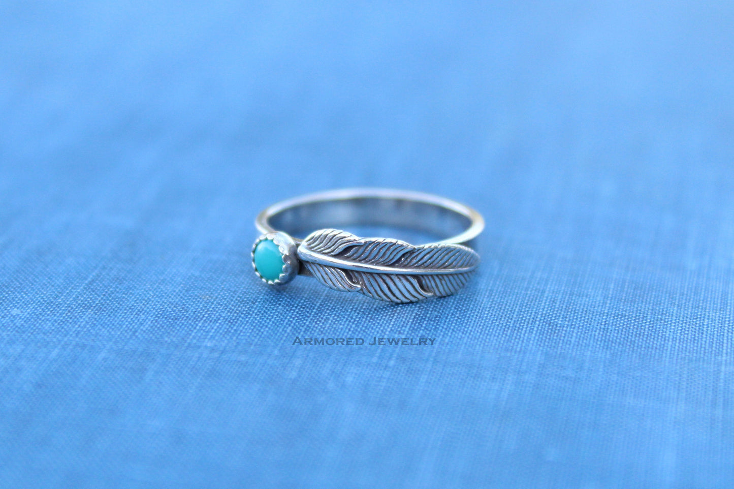 Sterling Silver Turquoise Feather Ring