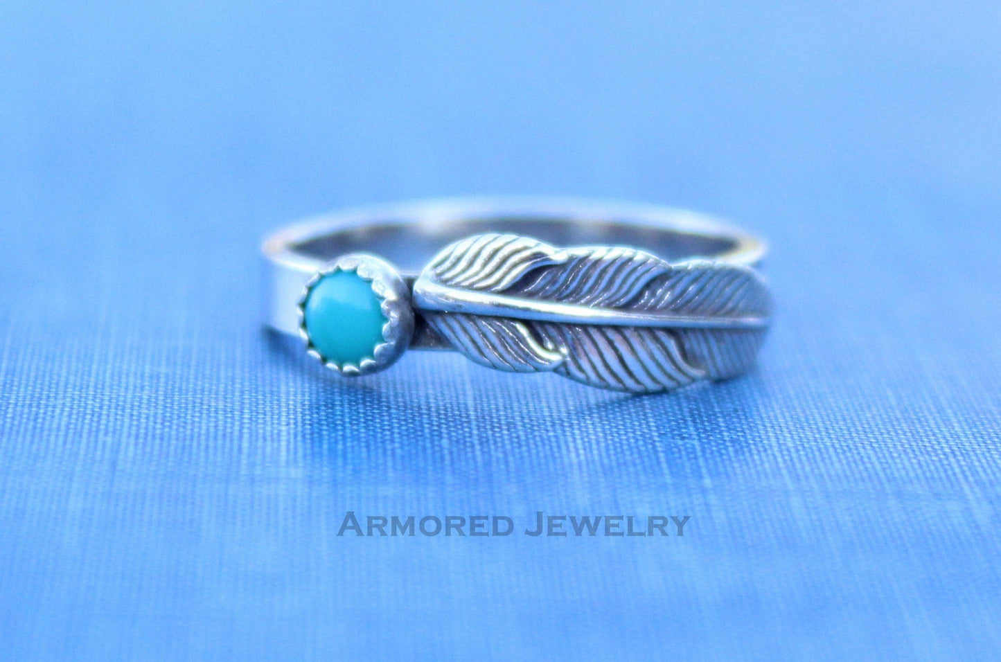 Sterling Silver Turquoise Feather Ring