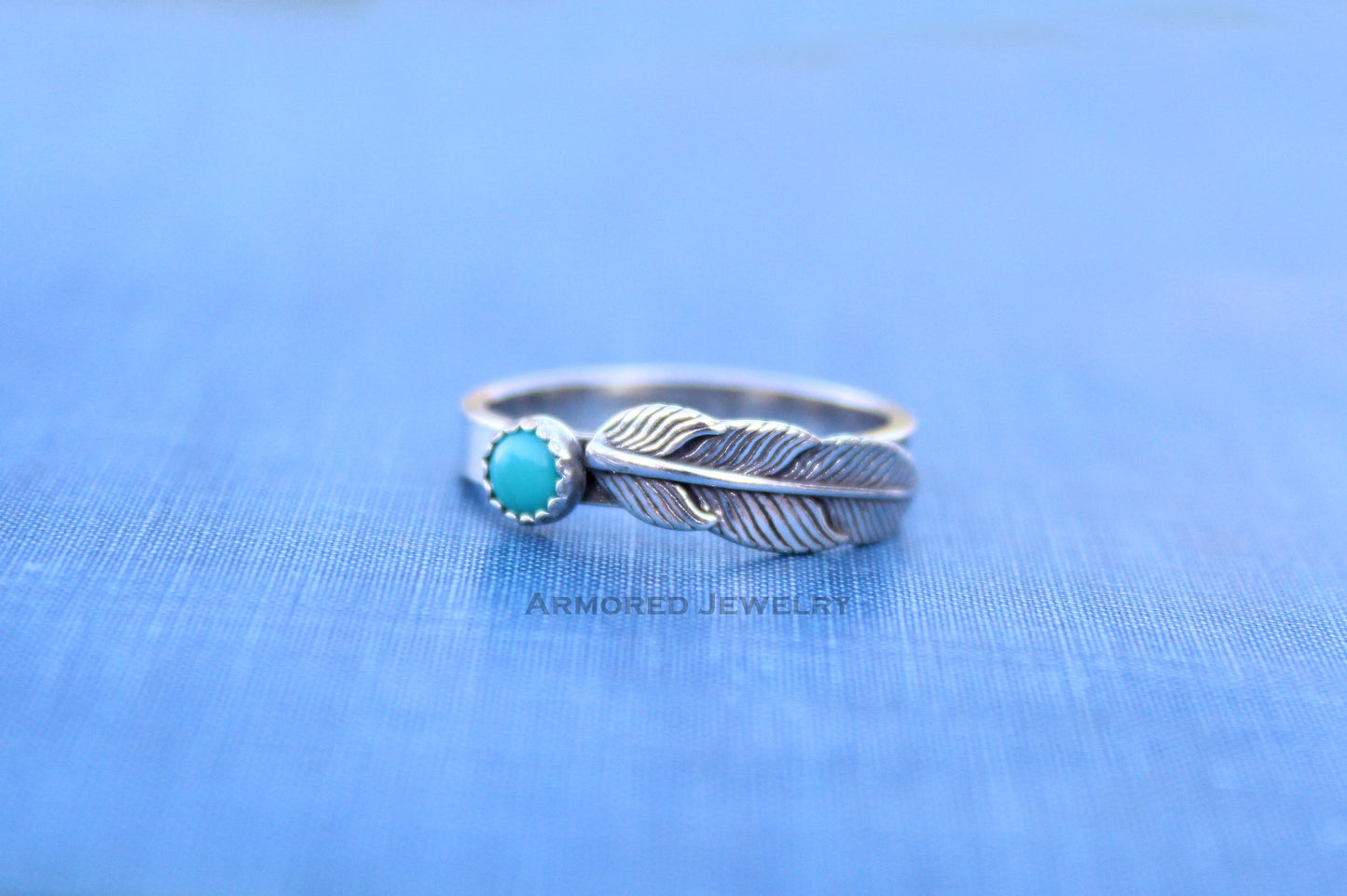 Sterling Silver Turquoise Feather Ring
