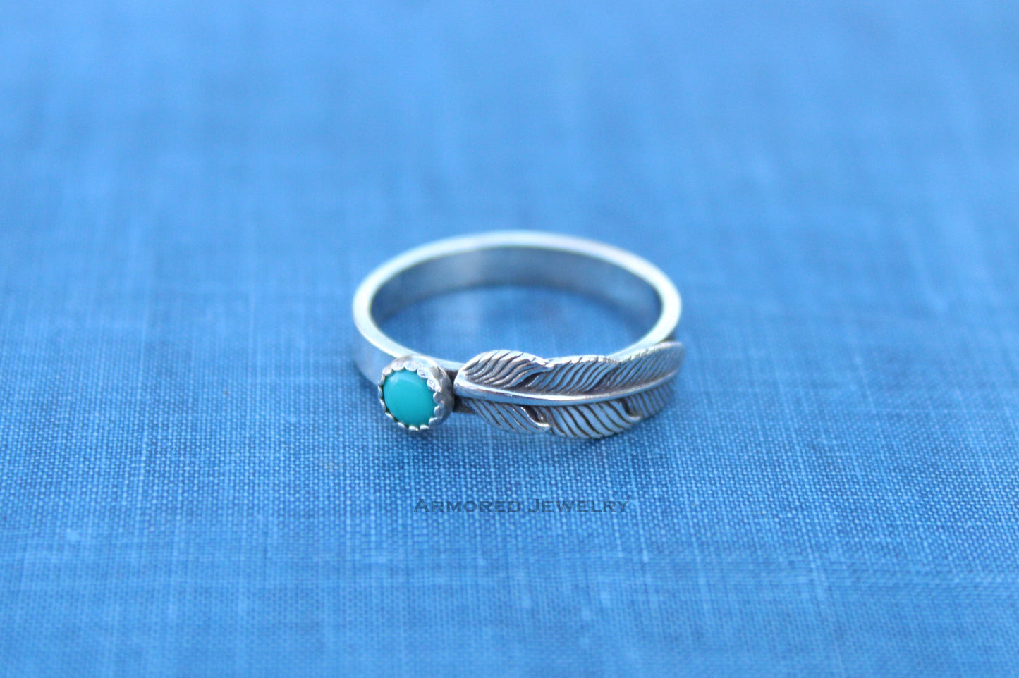 Sterling Silver Turquoise Feather Ring