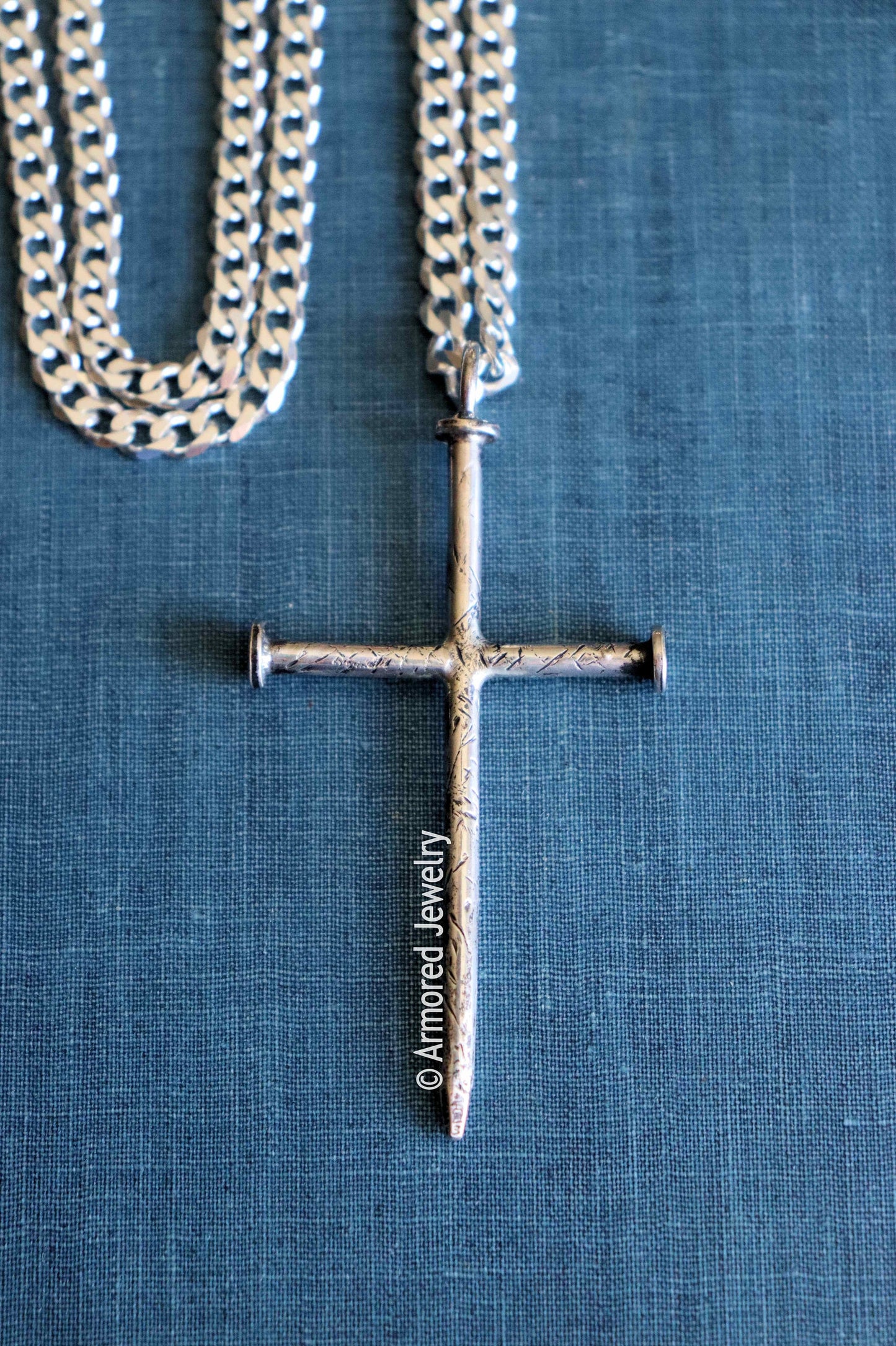 Sterling Silver Triple Nail Cross Necklace