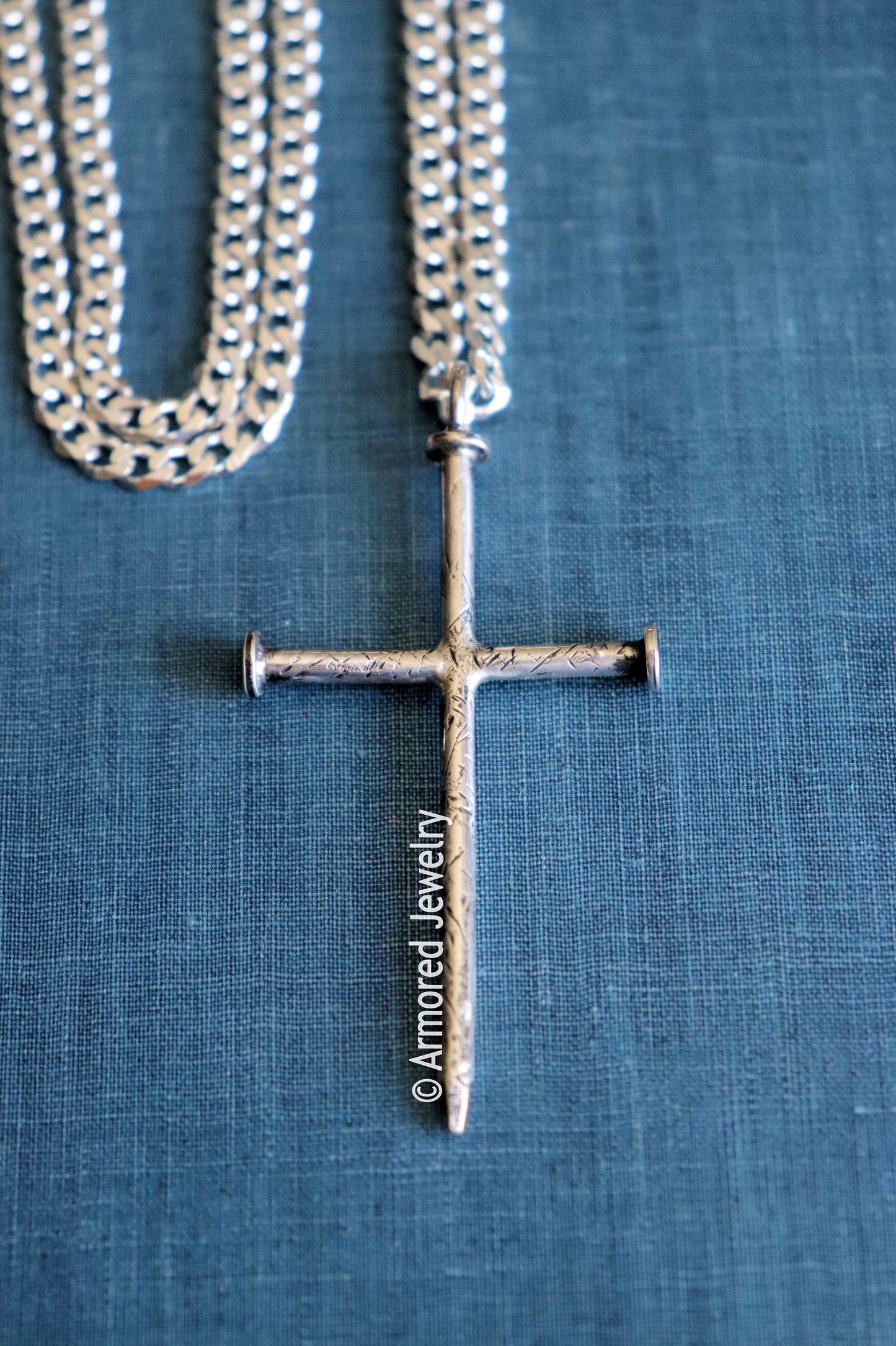 Sterling Silver Triple Nail Cross Necklace