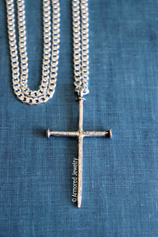 Sterling Silver Triple Nail Cross Necklace